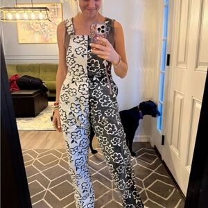 Y2K Vintage Forever 21 Floral Black and White Overalls SMALL